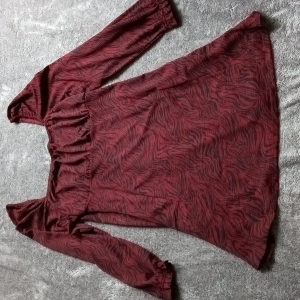 Miss Selfridge by ASOS burgundy and black zebra minidress